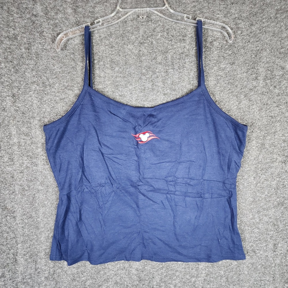 Disney Cruise Line Cami Top Womens 2XL Navy Blue Embroidered Logo EUC